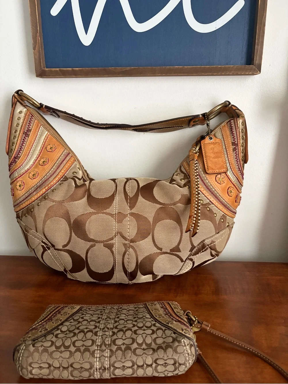 Coach Mia SoHo Signature Shoulder Bag & Wristlet *READ*